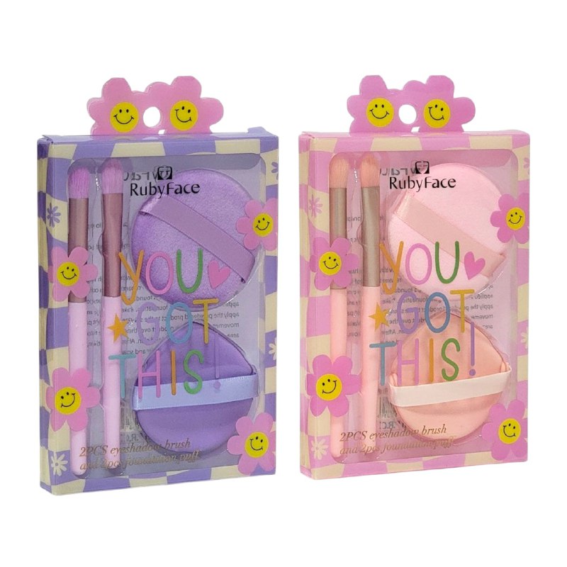 ESPONJAS PARA MAQUILLAJE EN SET DE 4 PIEZAS, ESPONJAS Y BROCHAS PARA MAQUILLAJE RUBY FACE