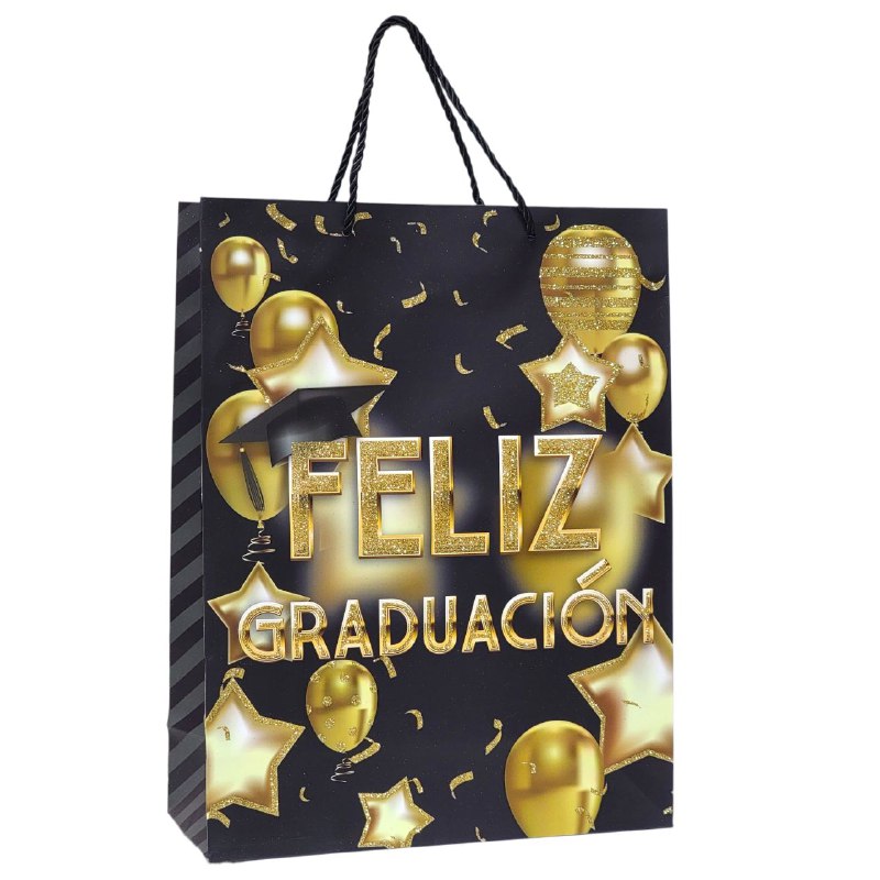 BOLSA DE REGALO DE FELIZ GRADUACION GRANDE 30X12X41.5CM