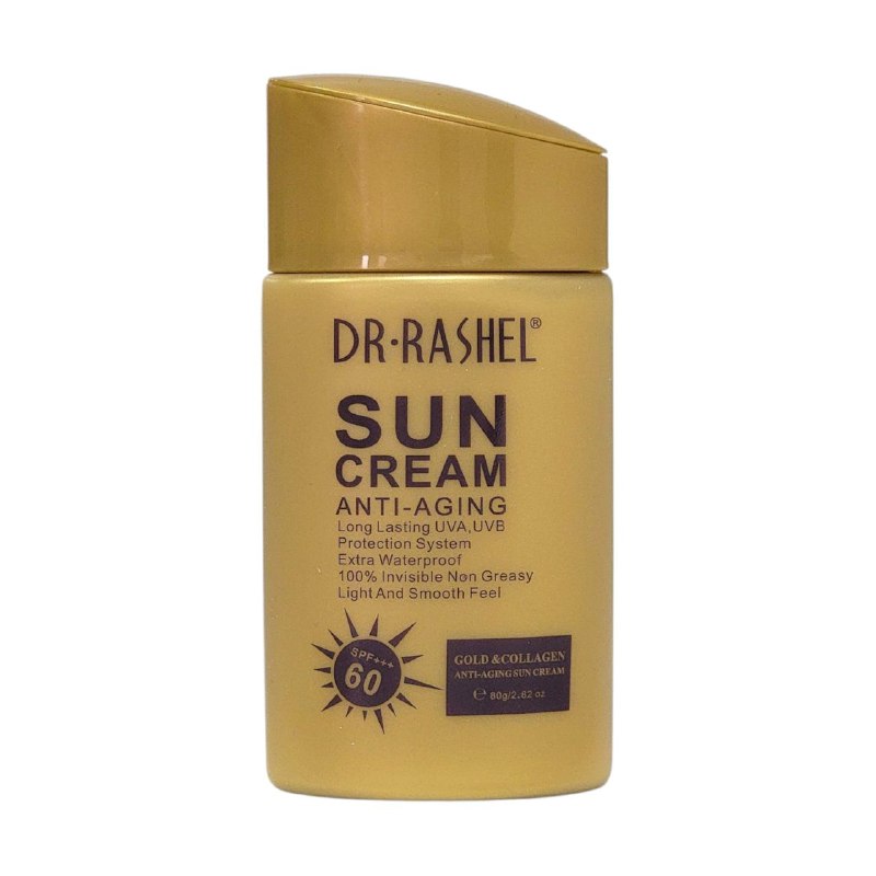 PROTECTOR SOLAR ANTIEDAD CON ORO Y COLAGENO HIDRATANTE 80G, PROTECCION PREMIUM QUE COMBATE EL ENVEJECIMIENTO Y LOS DAÑOS SOLARES, DISMINUYE ARRUGAS Y MANTIENE LA PIEL JOVEN DR RASHEL
