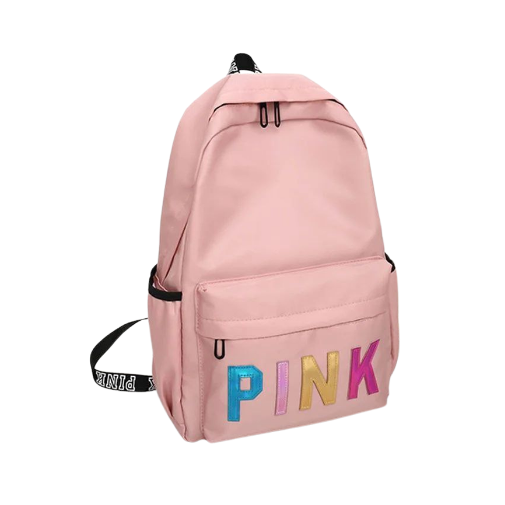 MOCHILA ECONÓMICA PINK DE TELA IMPERMEABLE COLOR ROSADO