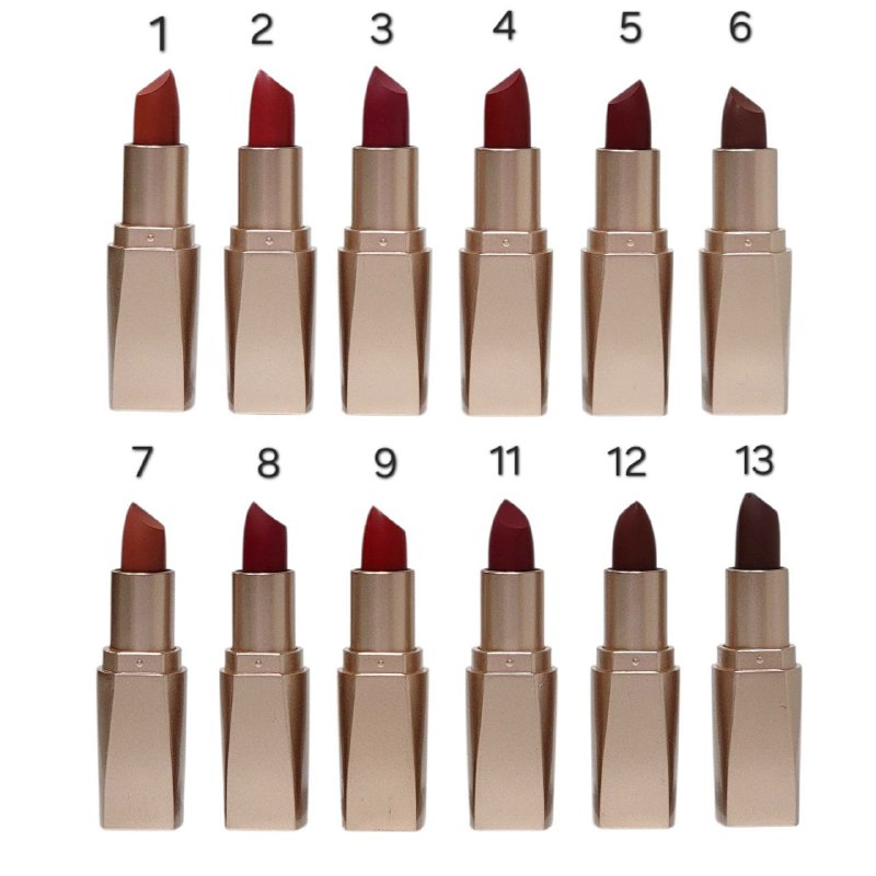 BRILLO LABIAL MATTE EN 12 TONOS VIBRANTES 3.6G, SU FORMULA DE ACABADO MATE OFRECE UN COLOR INTENSO Y DURADERO ELEGANTE YH BEJA COSMETICS