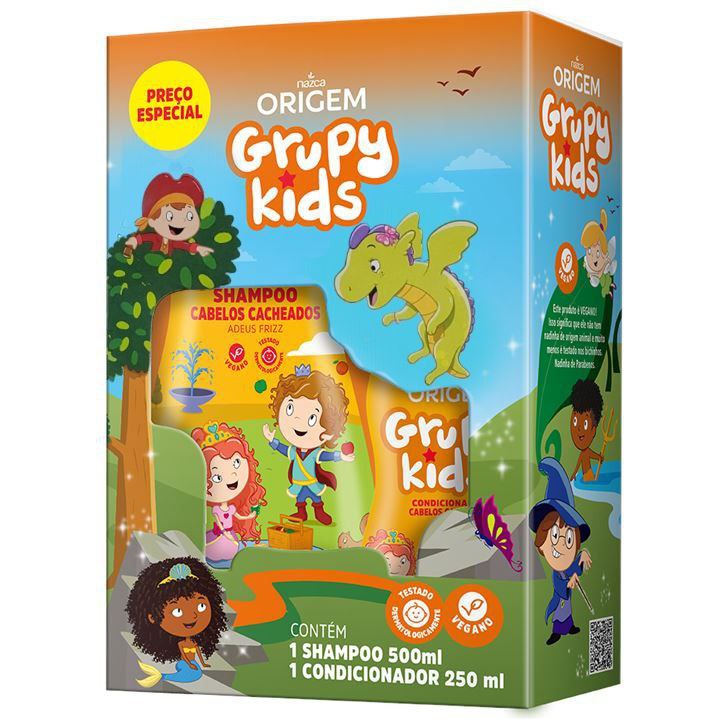SHAMPOO Y ACONDICIONADOR EN KIT ANTI FRIZZ NAZCA ORIGEM GRUPY KIDS 500ML, 250ML