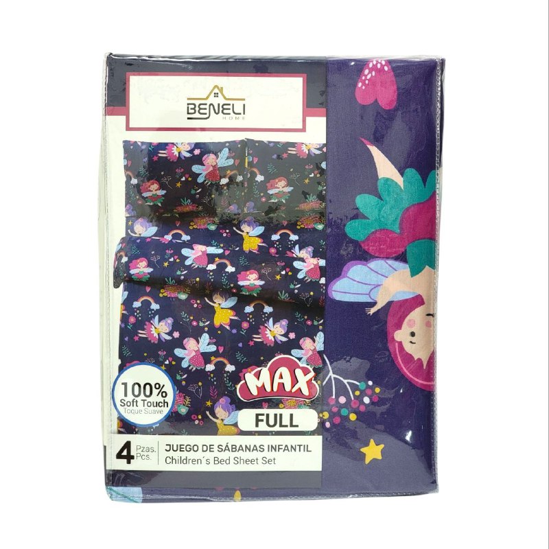 JUEGO DE SABANAS MATRIMONIAL EN SET CON CORTINAS PARA NIÑAS DE 6 PIEZAS HADAS BENELI HOME