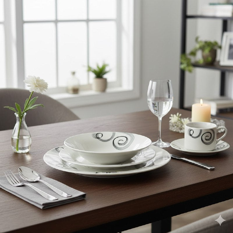 PLATOS JUEGO DE VAJILLA DE PORCELANA DE 20 PIEZAS ELEGANTES ROYAL LINE