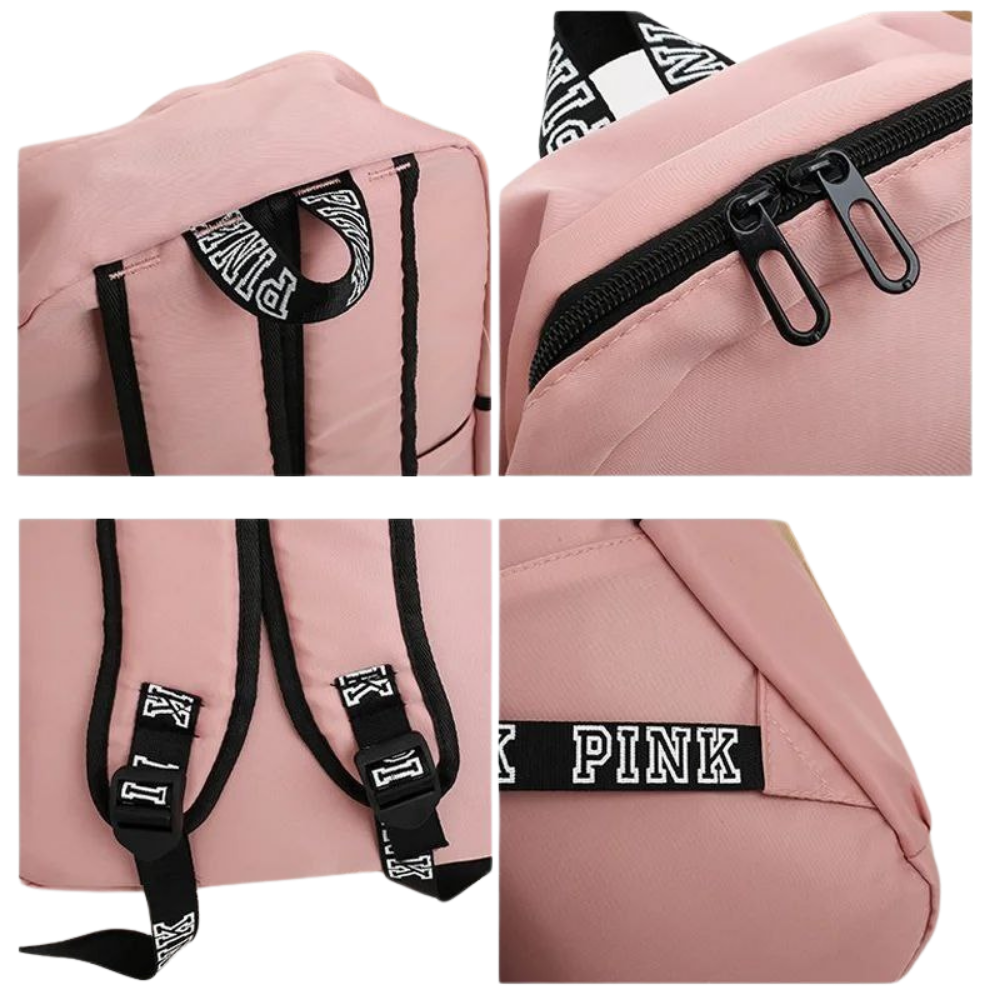 MOCHILA ECONÓMICA PINK DE TELA IMPERMEABLE COLOR ROSADO