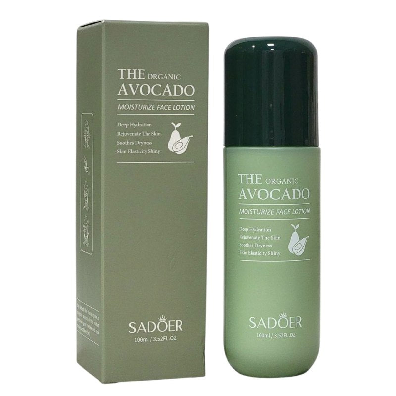 CREMA FACIAL DE AGUACATE, LOCION HIDRATANTE, TEXTURA HIDRATANTE, SUAVE Y ELASTICA SADOER THE ORGANIC AVOCADO 100ML