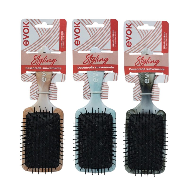 CEPILLO PEINE PARA EL CABELLO DESENREDANTE SUAVE 3 ESTILOS EVOK