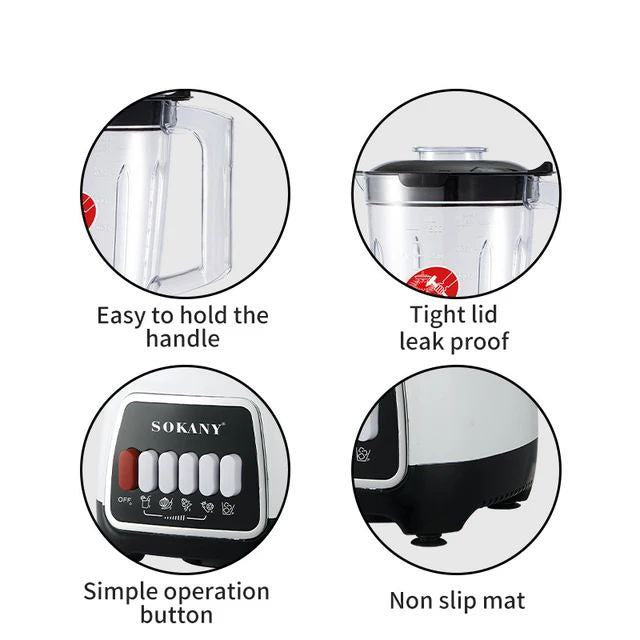 MAQUINA LICUADORA MULTIUSOS DE 4 VELOCIDADES, 600W FUERZA, CAPACIDAD 1500ML, ALTA JUGOSIDAD SK-03008 SOKANY