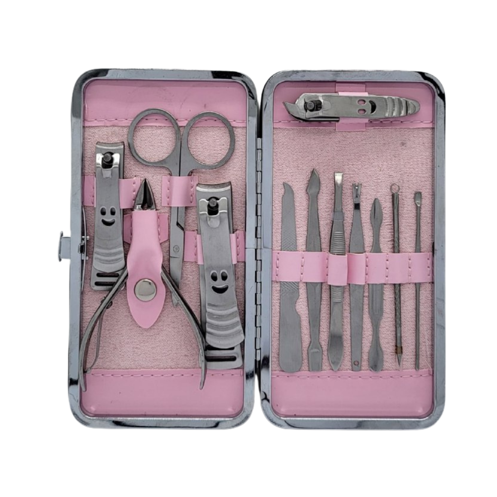 ALICATE EN SET DE MANICURA Y PEDICURA PROFESIONAL DE 12 PIEZAS CON ESTUCHE PRACTICO