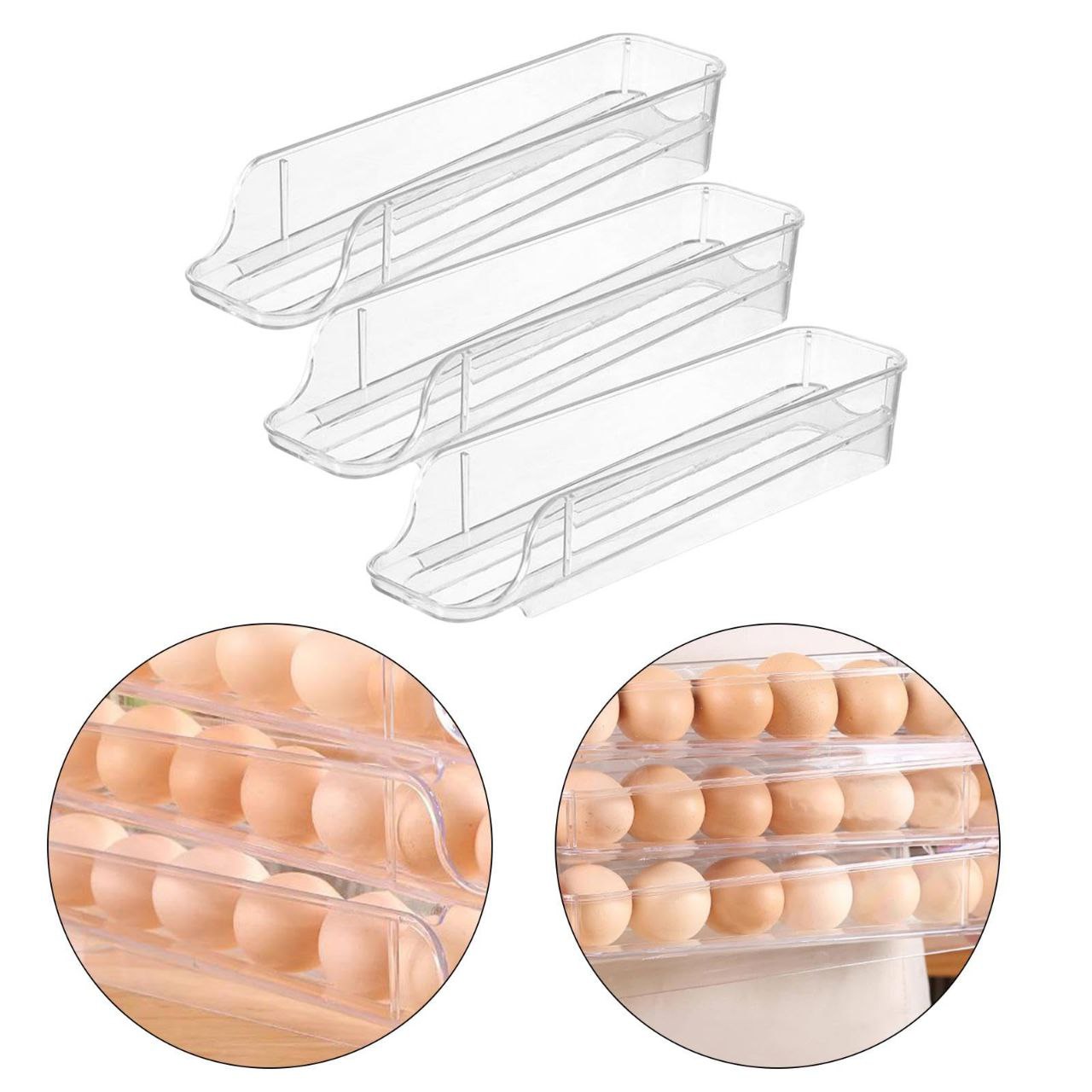 ORGANIZADOR DE HUEVOS TRANSPARENTE TRIPLE CAPA DE 7 HUEVOS CADA UNA ROLLING EGG BOX