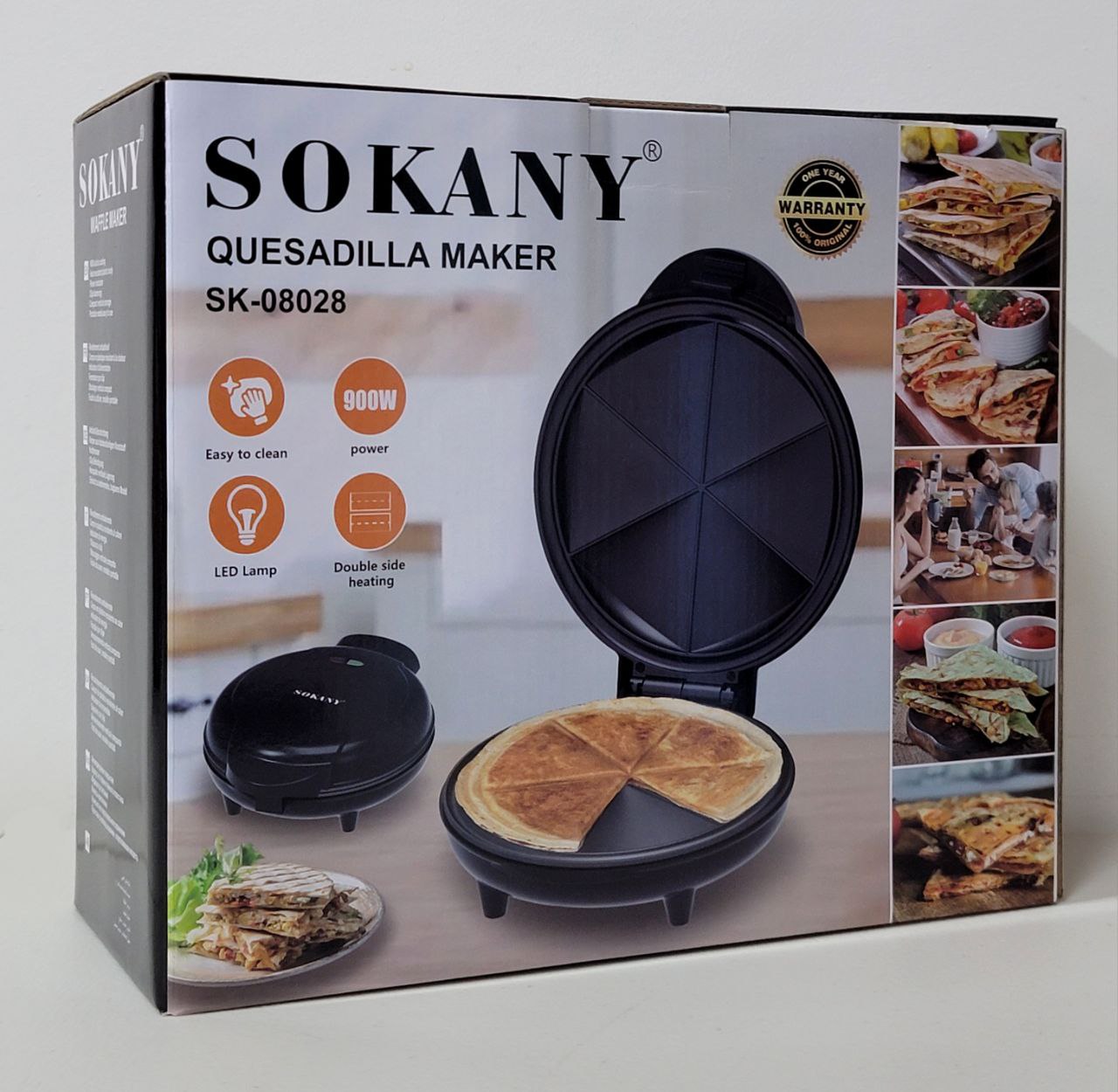 MAQUINA FABRICANTE DE QUESADILLAS 900W, DOBLE CARA SK-08028 SOKANY