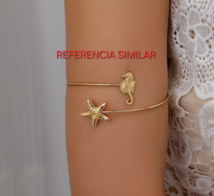BRAZALETE PARA BRAZO SUPERIOR AJUSTABLE DE ACERO FORMA ESTRELLA Y CABALLO DE MAR