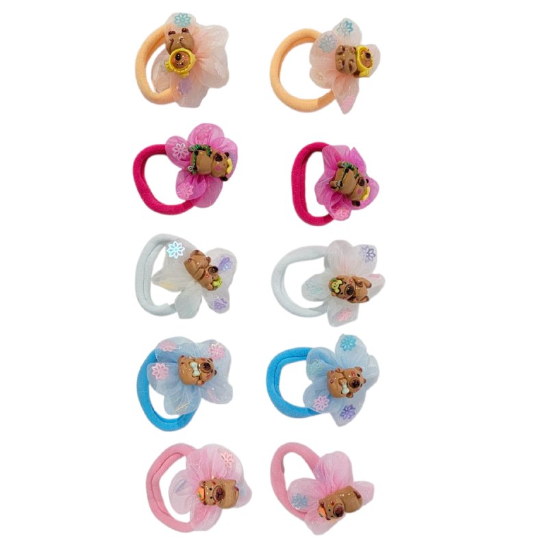 COLAS DE TUL CAPIBARA, ACCESORIO PARA EL CABELLO EN PAQUETE DE 10 PARES 6.5X6.5CM