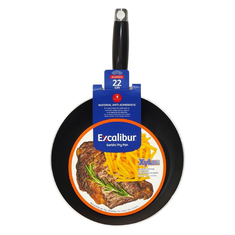 SARTEN MULTIUSOS, RECUBRIMIENTO CON XYLAN, ANTIADHERENTE DE CALIDAD EXCALIBUR 22CM