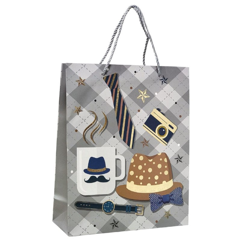 BOLSA DE REGALO PARA HOMBRE MEDIANA 26X32X10CM
