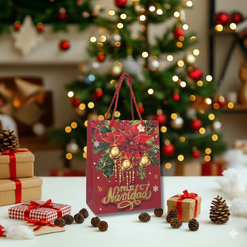 BOLSA DE REGALO NAVIDEÑA PEQUEÑA 18X23X10CM