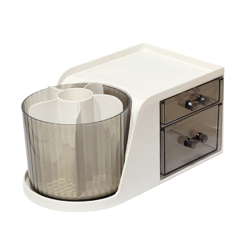 ORGANIZADOR DE MAQUILLAJE, MULTIFUNCIONAL GIRATORIO CON CAJONES PARA ESCRITORIO O COSMETICOS CON SOPORTE GIRATORIO DE 360 GRADOS PEN HOLDEN STORAGE BOX