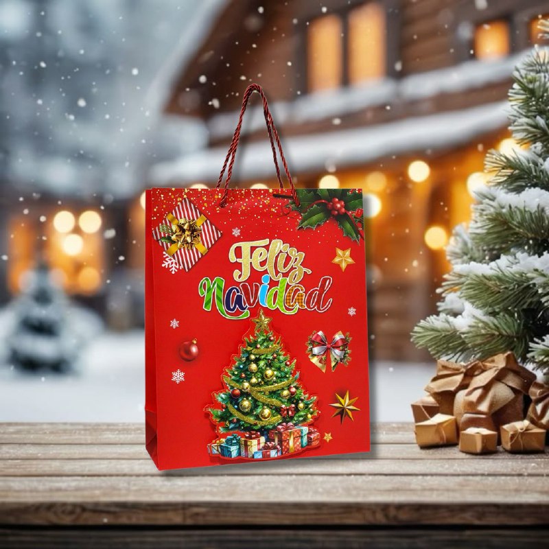 BOLSA DE REGALO NAVIDEÑA MEDIANA 32X26X10CM