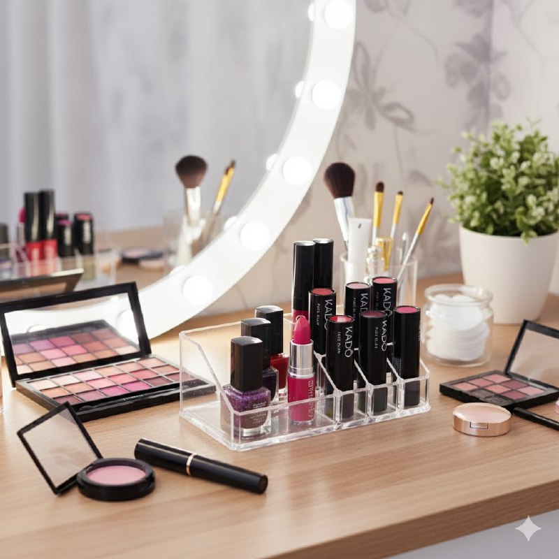 ORGANIZADOR DE MAQUILLAJE Y COSMETICOS TRANSPARENTE DE ACRILICO COSMETIC ORGANIZER 9X17CM