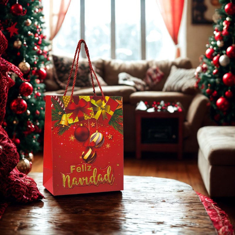 BOLSA DE REGALO NAVIDEÑA PAQUEÑA 18X23X10CM