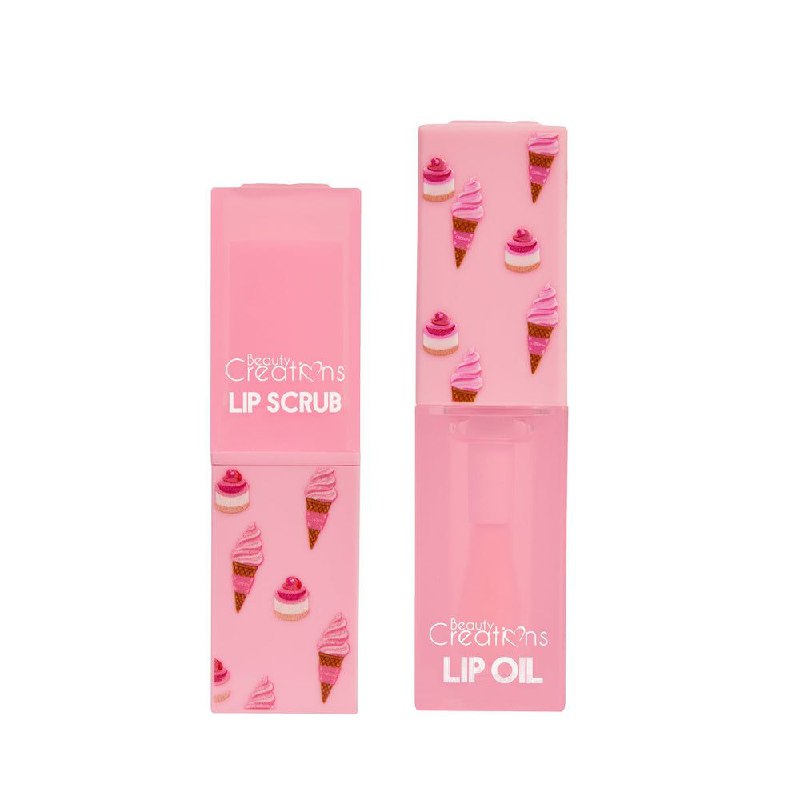 BRILLO LABIAL EN SET DUO EXFOLIANTE LABIAL MANTECA KARITE Y VITAMINA E 3G, ACEITE LABIAL ACEITE JOJOBA Y VITAMINA E 4ML ORIGINAL BEAUTY CREATIONS SWEET DOSE LIP CARE