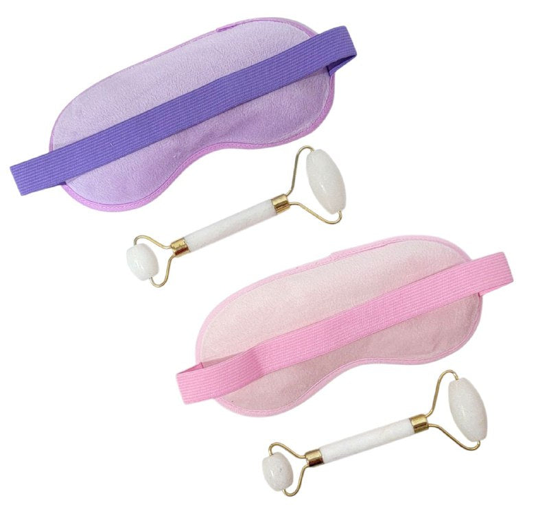 KIT FACIAL, MASCARILLA PARA OJOS Y RODILLO DE JADE, TERAPIA FRIO Y CALOR, CALMA Y ALIVIA LA HINCHAZON FACIAL 2 COLORES RUBY FACE