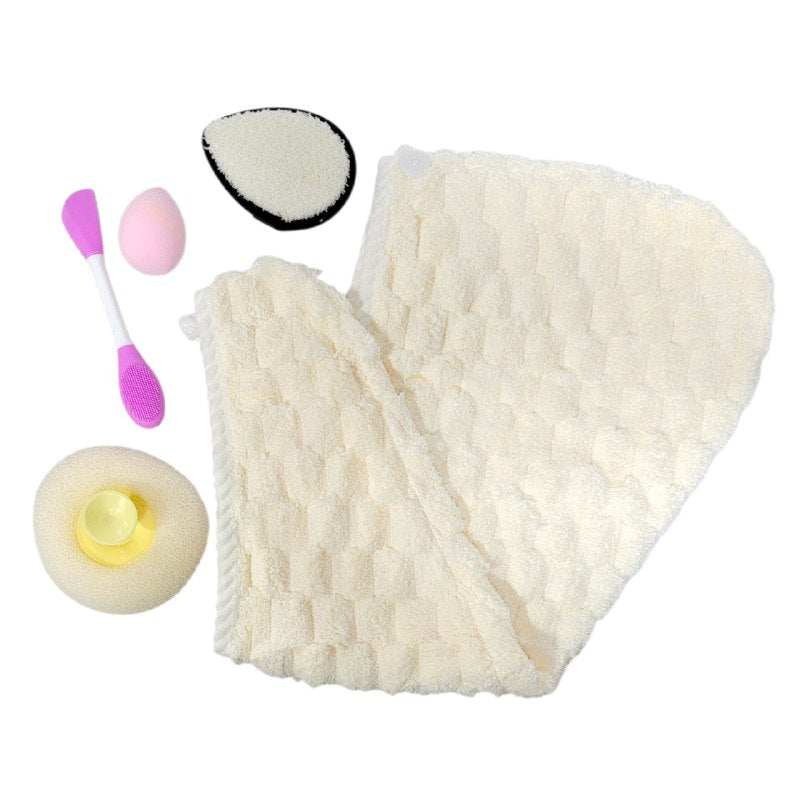 KIT DE CUIDADO FACIAL, TOALLA PARA EL PELO, ESPONJA DE MAQUILLAJE, CEPILLO DE SILICONA FACIAL, ALMOHADILLA DESMAQUILLANTE, ESPONJA EXFOLIANTE SWEET BEAUTY, 5 COLORES