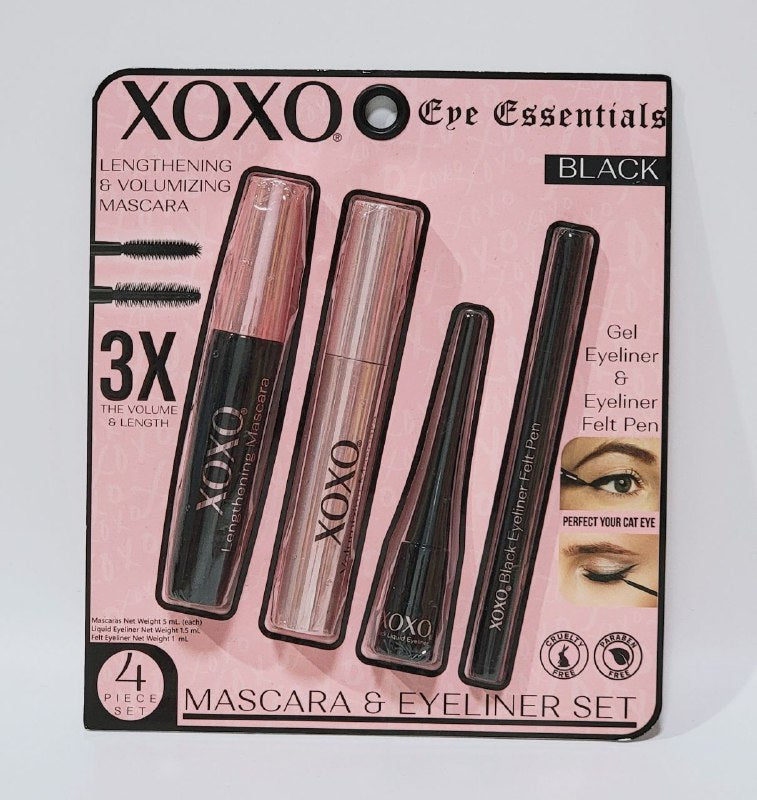 MASCARA PARA PESTAÑAS EN SET DE 4 PIEZAS, MASCARA Y DELINEADOR DE OSOS, AÑADE VOLUMEN Y LONGITUD A LAS PESTAÑAS XOXO, MASCARAS 5ML, DELINEADOR OJOS 1.5ML, DELINEADOR OJOS ROTULADOR 1ML