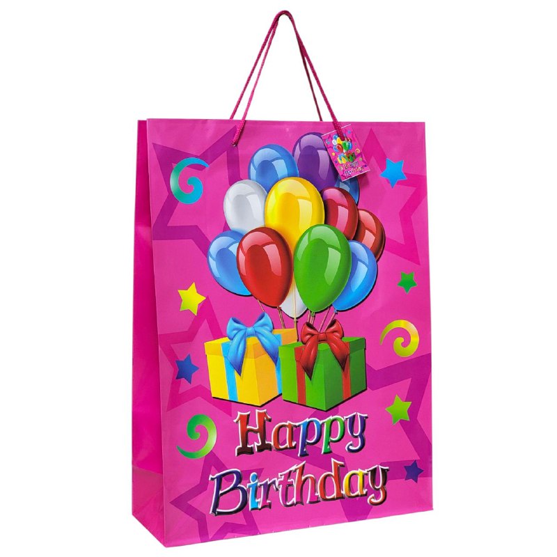 BOLSA DE REGALO DE FELIZ CUMPLEAÑOS HAPPY BIRTHDAY GRANDE 30X12X41CM