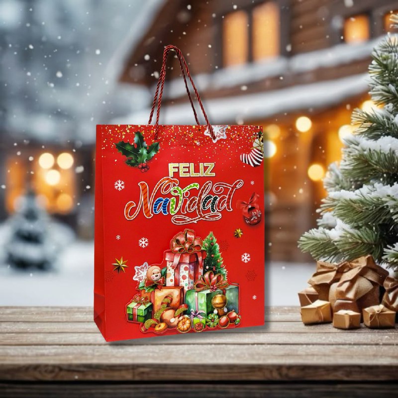BOLSA DE REGALO NAVIDEÑA MEDIANA 32X26X10CM
