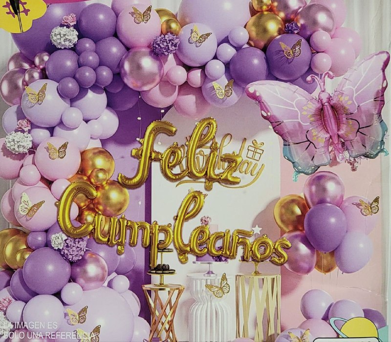 DECORACION PARA CUMPLEAÑOS EN SET COMPLETO, 1 CORTINA, 106 BLOBOS