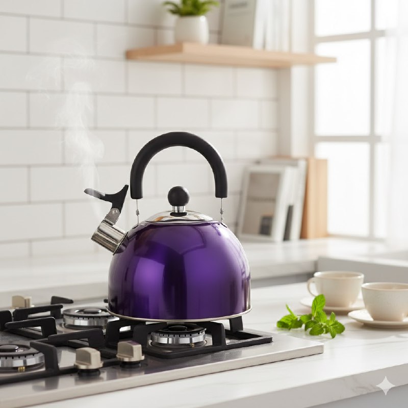 MAQUINA TETERA HERVIDOR DE AGUA CON SILVATO DE ACERO INOXIDABLE 2.5L, CALENTAMIENTO RAPIDO CRYSTAL CUISINE