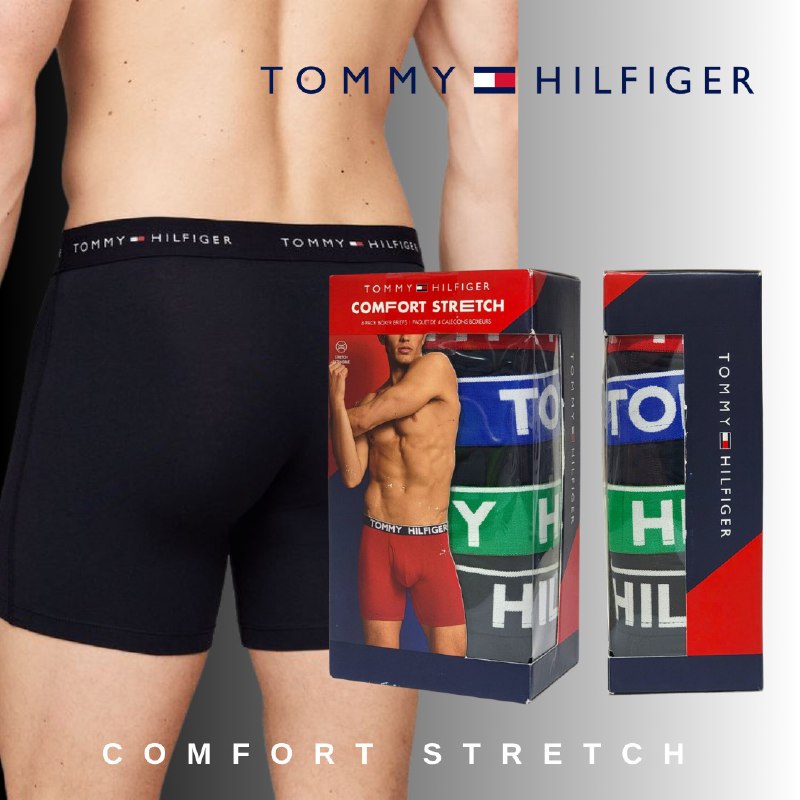ROPA INTERIOR PARA CABALLERO TOMMY HILFIGER COMFORT STRETCH BOXER BRIEF 4 UNIDADES TALLA LARGE 36-38 (L)