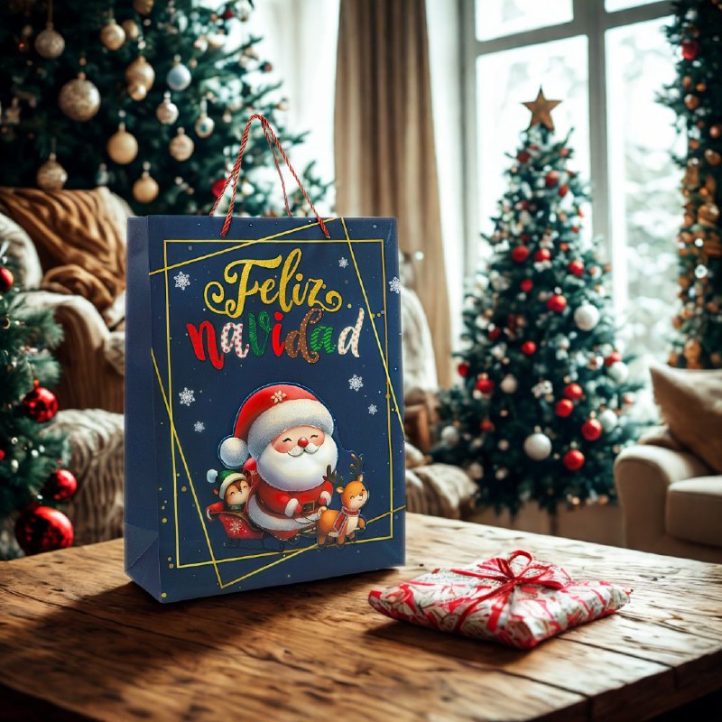 BOLSA DE REGALO NAVIDEÑA GRANDE 30X40X12CM