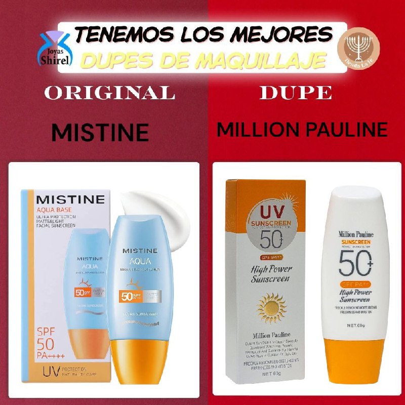 PROTECTOR SOLAR EN CREMA SPF50 50G, DUPE DE MISTINE, MILLION PAULINE