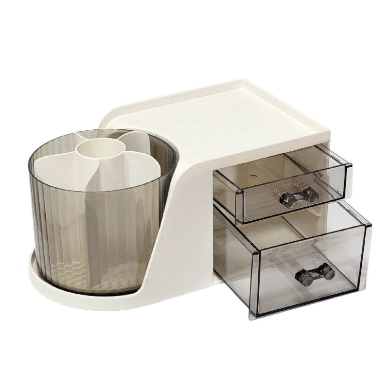 ORGANIZADOR DE MAQUILLAJE, MULTIFUNCIONAL GIRATORIO CON CAJONES PARA ESCRITORIO O COSMETICOS CON SOPORTE GIRATORIO DE 360 GRADOS PEN HOLDEN STORAGE BOX