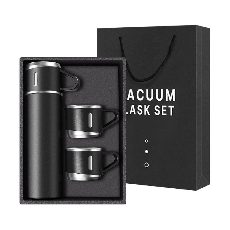 SET DE TERMO CON TAZAS DE ACERO INOXIDABLE 3 PIEZAS VACUUM FLASK 500ML