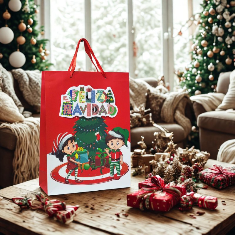 BOLSA DE REGALO NAVIDEÑA MEDIANA 26X32X10CM