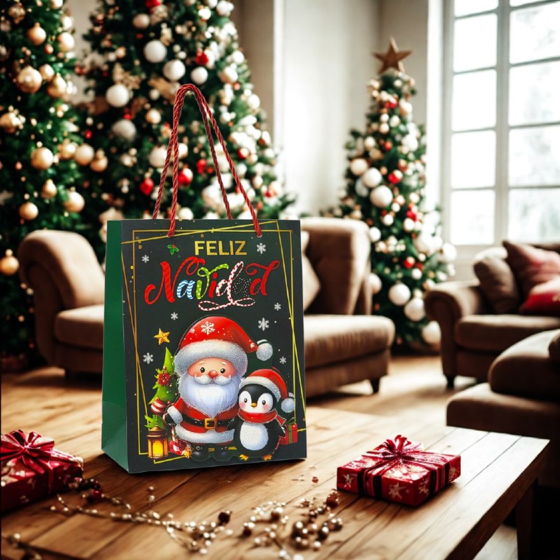 BOLSA DE REGALO NAVIDEÑA PAQUEÑA 18X23X10CM