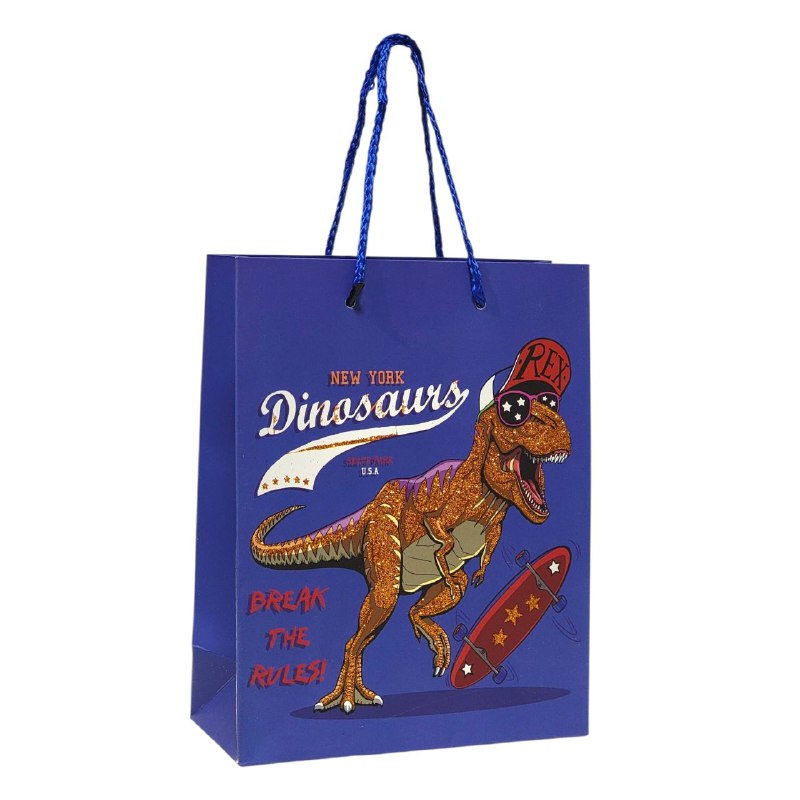 BOLSA DE REGALO DE DINOSAURIO PEQUEÑA 18X10X23CM