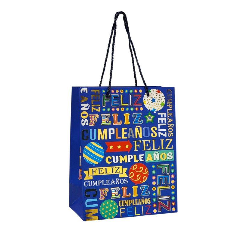 BOLSA DE REGALO DE FELIZ CUMPLEAÑOS PEQUEÑA 18X10X23CM