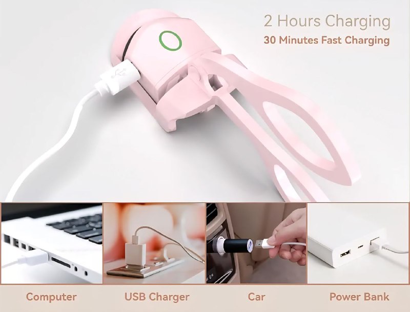 RIZADOR DE PESTAÑAS ELECTRICO, RIZOS NATURALES, SEGURO ANTIQUEMADURAS, NO SE DEFORMA, PESTAÑAS GRUESAS, CURVAS Y LARGAS ELECTRIC EYELASH CURLER