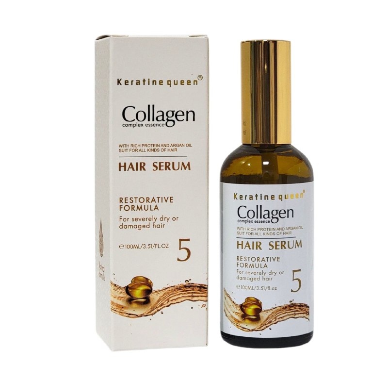 ACEITE PARA EL CABELLO, SUERO CAPILAR DE COLAGENO REPARADOR 100ML, REPARA PROFUNDAMENTE EL CABELLO DAÑADO DEJANDOLO MAS SALUDABLE, BRILLANTE, FLEXIBLE Y SUAVE KERATINE QUEEN