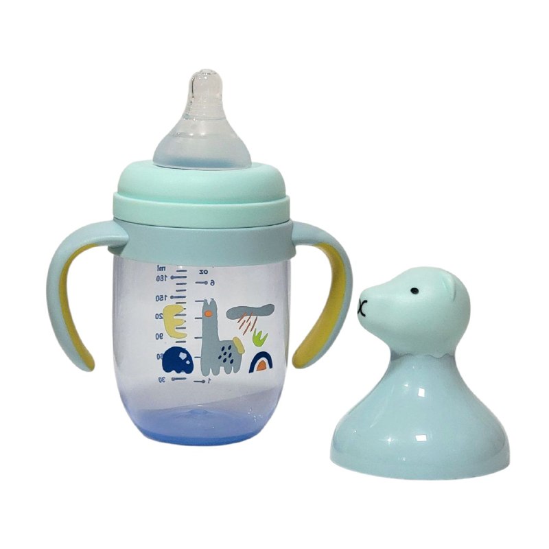 BIBERON CHUPON PARA BEBES CON ASAS, PEPE DE FACIL AGARRE Y BOQUILLA O TAPA PREVIENE DERRAMES, CAPACIDAD 210ML SMILY BABY