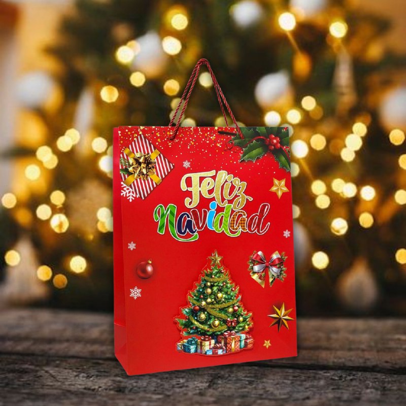 BOLSA DE REGALO NAVIDEÑA GRANDE 30X40X12CM