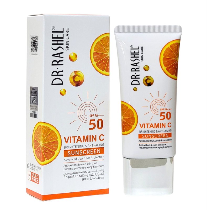 PROTECTOR SOLAR ILUMINADOR Y ANTIENVEJECIMIENTO SPF50PA, PROTEGE LA PIEL DEL DAÑO SOLAR, CON VITAMINA C, PREVIENE EL ENVEJECIMIENTO Y QUEMADURAS DR RASHEL 50G