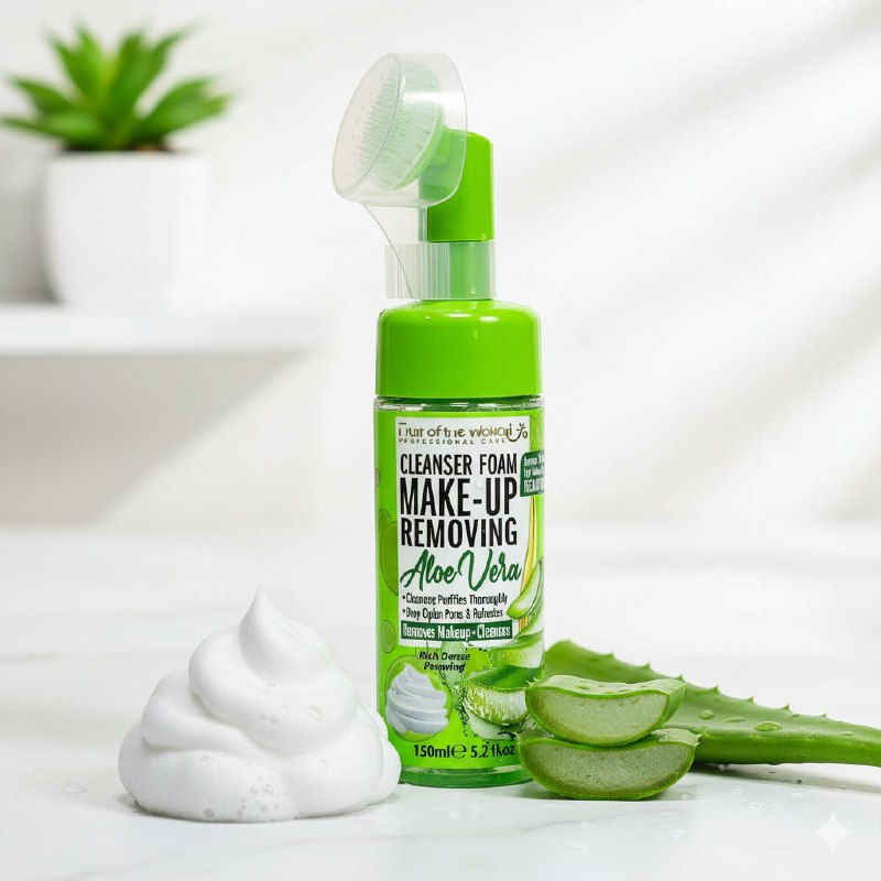 LIMPIADOR FACIAL EN ESPUMA DESMAQUILLANTE DE ALOE VERA, ELIMINA POR COMPLETO EL MAQUILLAJE RESISTENTE AL AGUA FRUIT OF THE WOKALI 150ML