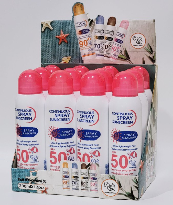 PROTECTOR SOLAR EN SPRAY AEROSOL DE COLAGENO CONTINUO DE TACTO ULTRALIGERO 90SPF, NO GRASO, RESISTENTE AL AGUA FRUIT OF THE WOKALI 230ML