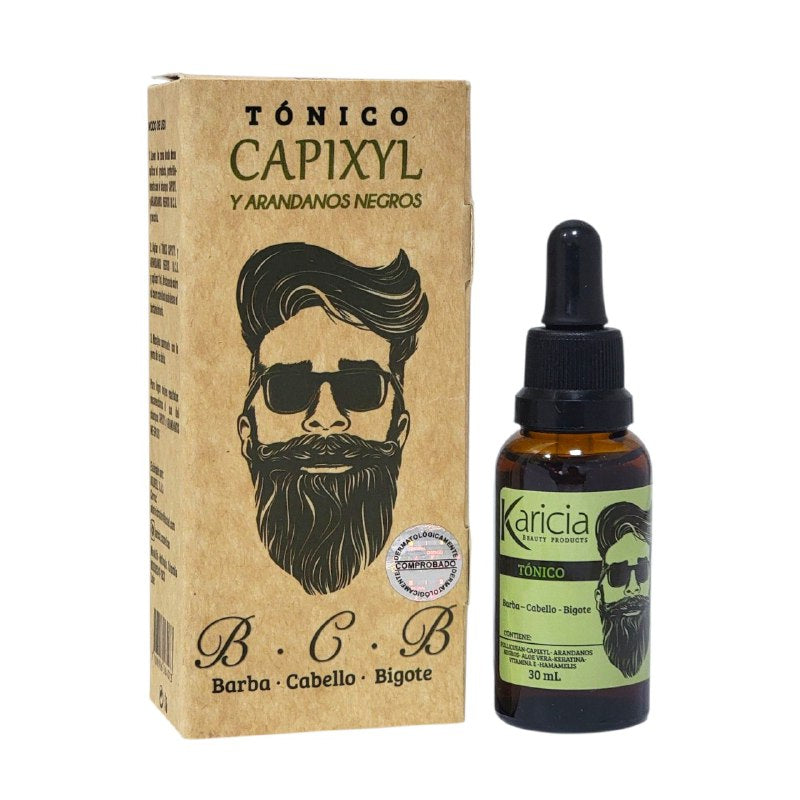 ACEITE PARA EL CABELLO TONICO MINOXIDIL Y ARANDANOS NEGROS PARA EL CRECIMIENTO DE LA BARBA Y PELO KARICIA 30ML