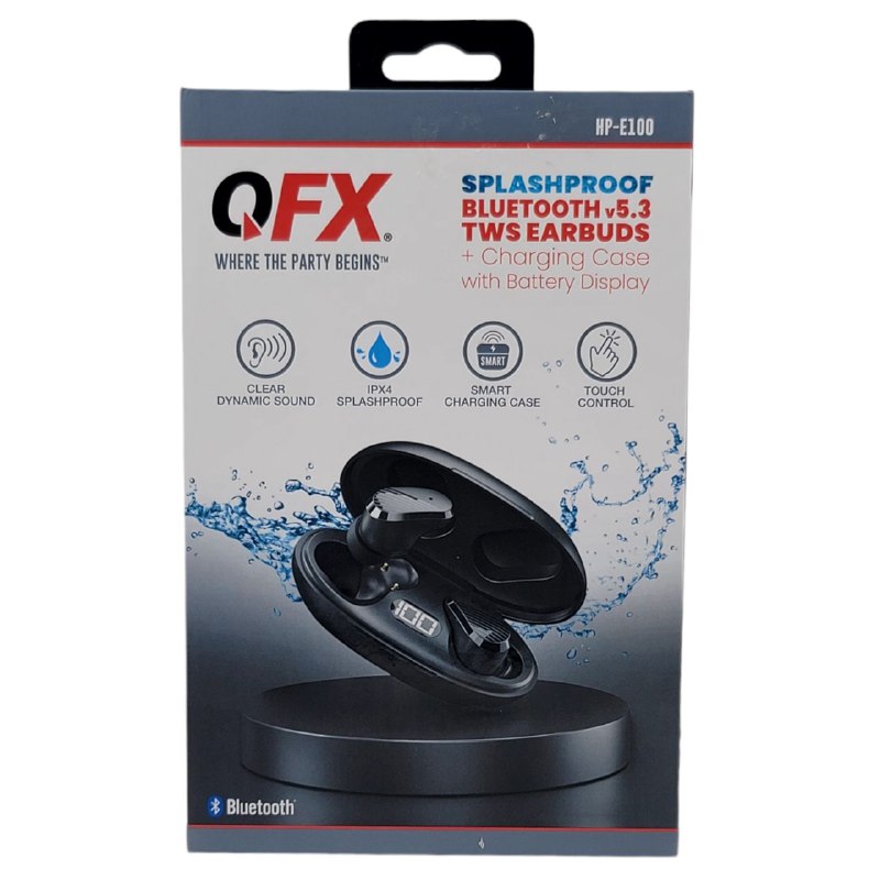 AUDIFONOS AURICULARES INALAMBRICOS ORIGINALES SONIDO DINAMICO CLARO, CONTROL TACTIL, RESISTENTE AL AGUA Y SUDOR, EMPAREJAMIENTO AUTOMATICO, BATERIA 3H QFX HP-E100